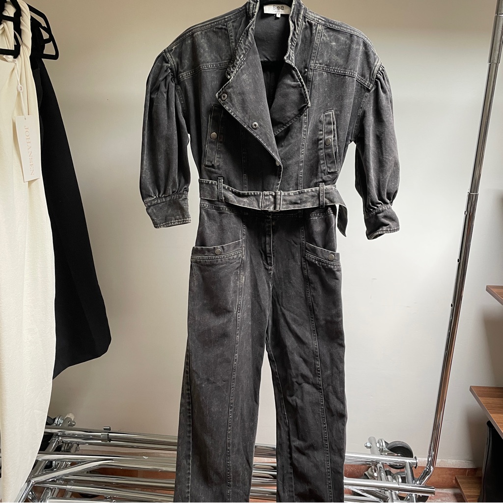 Sea New York Washed Black Denim Jumpsuit